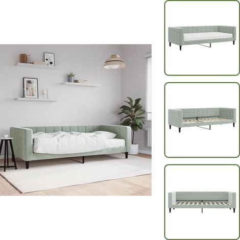 Tagesbett mit Matratze Hellgrau 90x200 cm Samt - Tagesbett Mit Matratze - Tagesbetten Mit Matratze - Tagesbett - Sofabett (1/5)