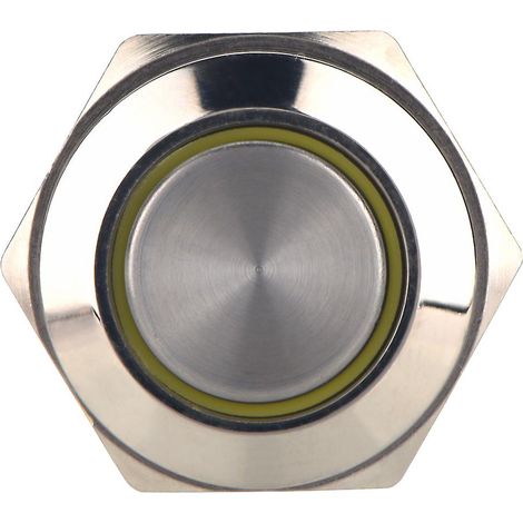 Lot de 3 interrupteurs à bouton-poussoir étanches en métal 250 V 16 mm avec anneau lumineux LED jaune (1/5)