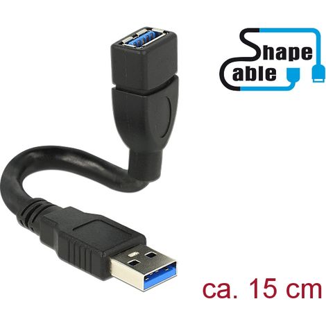 Kabel usb 3.0-a stecker  buchse shapecable 15 cm delock