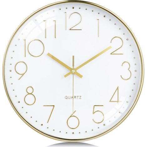 Horloge murale silencieuse avec chiffres 3D, horloge murale moderne, horloge murale sans tic-tac, horloge silencieuse pour la cuisine, le salon, la chambre d'enfant, le bureau, 30 cm (1/5)