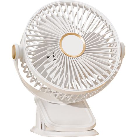 Ventilateur clip-suspendu 3-en-1 – Se pose, se clipse ou s’accroche – Moteur sans balai cuivre – 5 vitesses – Veilleuse – Batterie 1200 mAh– Pour poussette, guidon vélo, bureau, lit bébé, cuisine (1/4)