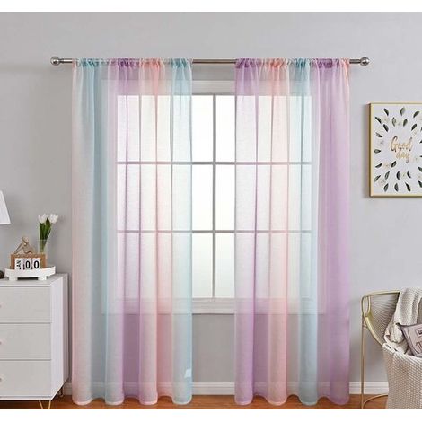 Transparente,Schlafzimmer und Fensterdekoration. Gardinenpaneele mit leicht gekräuseltem Effekt. Maße: B: 40 cm x L: 60 cm (1/5)
