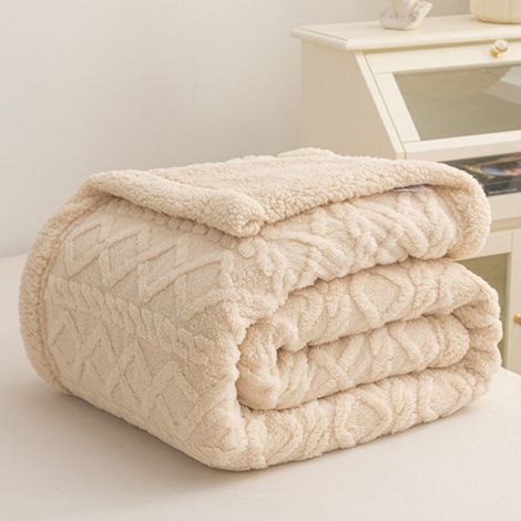 Plaid polaire doux et confortable 120 x 200 cm - convient pour toutes les saisons comme couverture de canapé, jeté de canapé - beige (1/5)