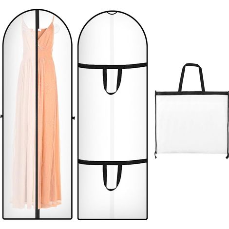 Lange Kleidersack 180 x 60 cm, faltbar, Premium-Kleidersack mit Reißverschluss, staubdicht, geeignet für Brautkleider (1/5)