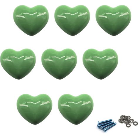 Lot de 8 boutons de porte en céramique avec vis Vert (1/5)