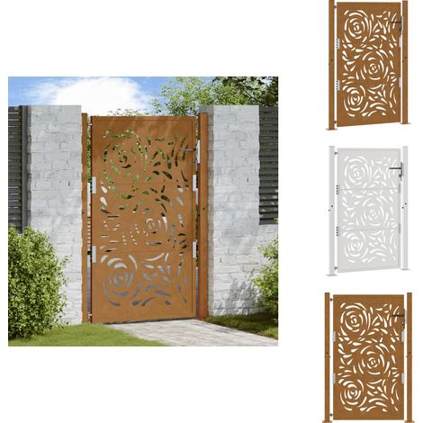 Gartentor 105x155 cm Wetterfester Stahl Flammen-Design - Gartentor - Gartentore - Zauntor - Sicherheitstor (1/5)
