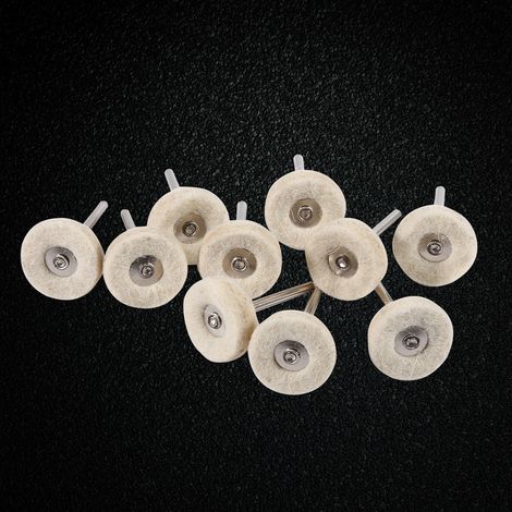 Set mit 10 25-mm-Polierbürsten aus Wollfilz mit Griff für Bohrmaschine und Schleifmaschine (1/5)