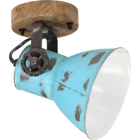 vidaXL Lámpara de pared azul desgastado 25 W E27 11,5x11,5x25 cm (1/2)
