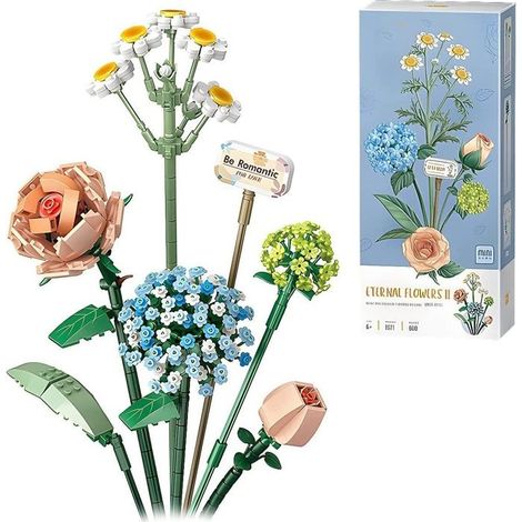 Bouquet de Fleurs Blocs de Construction, 680 Pièces Mini Fleur Créative Collection de Fleurs Artificielles sans Vase (1/5)