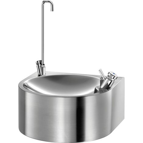 Fontaine d'eau Delabie SD avec perle d'eau et col de cygne, acier inoxydable 1.4301 satiné