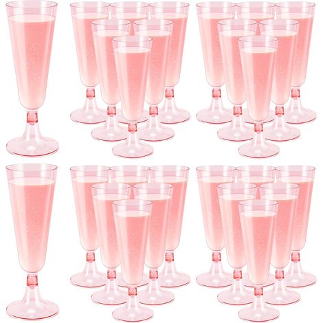 40er-Pack Champagnergläser, 133 ml (4,5 oz) rosa Champagnergläser, wiederverwendbare Champagnergläser, elegante Champagnergläser für Champagnerempfänge, Hochzeiten, Geburtstagsfeiern (Rosa) (1/5)