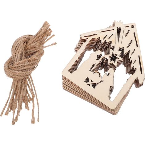 30 Pièces Ornements Bois Nativité Suspensions Rondes Décoratives pour Sapin et Fête de Noël Pendants Bois Résistants pour Décoration Murale et Ambiance Paisible (1/5)