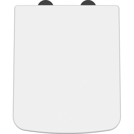 Nuie Luxury Square Toilet Seat with Soft Close Quick Release Hinges Black Cover Cap - White (1/2)
