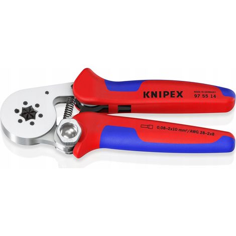 KNIPEX 97 55 14 SB Pinza per terminali a bussola, con regolazione automatica per crimpaggio laterale con manici multicomponente cromata 180 mm