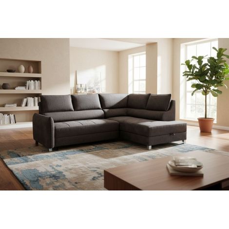 Ecksofa Schlafsofa Sofa MARNO in Stoff Chill Me Anthrazit Ottomane Rechts (1/5)