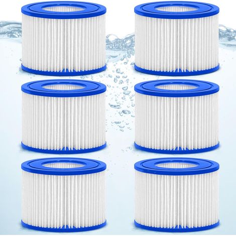Set di 6 cartucce filtranti per piscine, spa e jacuzzi, compatibili con Miami, Las Vegas e Monaco. (1/5)