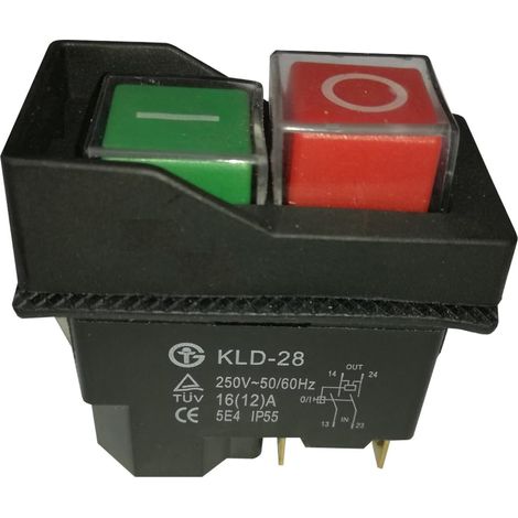 Interrupteur poussoir marche/arrêt, interrupteur bouton d'alimentation, 4 broches 250 V trancheuse étanche magnétique antidéflagrant interrupteur à bouton poussoir démarreur magnétique commutateurs él (1/4)