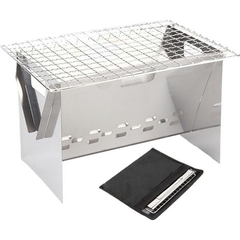Barbecue de camping - Appareil de cuisson pliable avec sac de rangement - Pratique et facile à ranger.