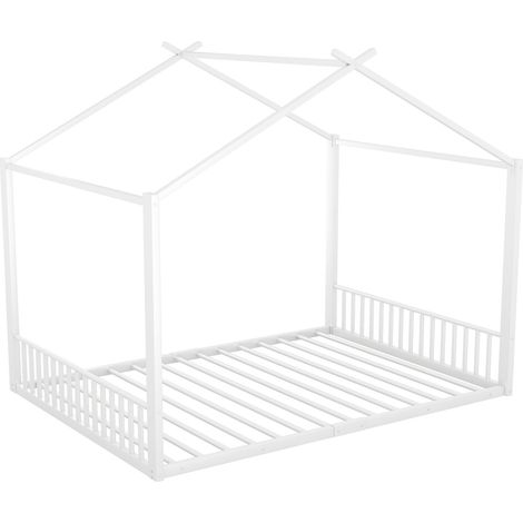Cama tipi infantil 140 x 200 cm de metal blanco, sin colchón (1/5)