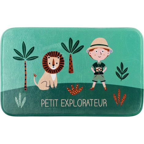Tapis Enfant "Léo l'Explorateur" 45x75cm Vert (1/3)