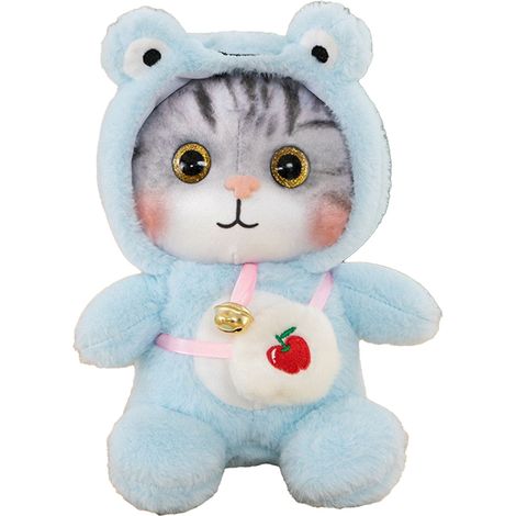 Jouet Chat Peluche Bleu avec Clochette, Doux et Fluffy, Cadeau d'Anniversaire pour Enfants (1/5)