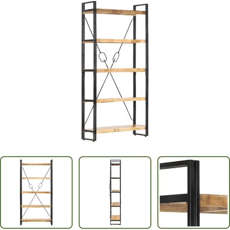 Bibliothèque en bois - Bibliothèque 5 niveaux 90x30x180 cm Bois solide de manguier (1/5)