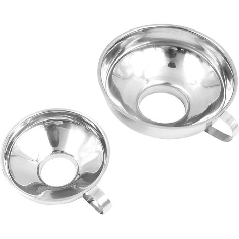 Lot de 2 entonnoirs de cuisine en acier inoxydable en 2 tailles (10,5 cm et 14,5 cm) – pour confiture, conservation et utilisation en cuisine (1/5)