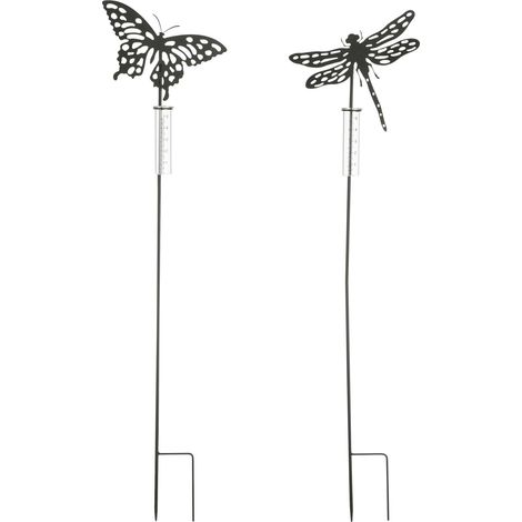 Mica Decorations Gartenstecker Regenmesser Eisen 118 cm schwarz 3-fach sortiert Gartenstecker