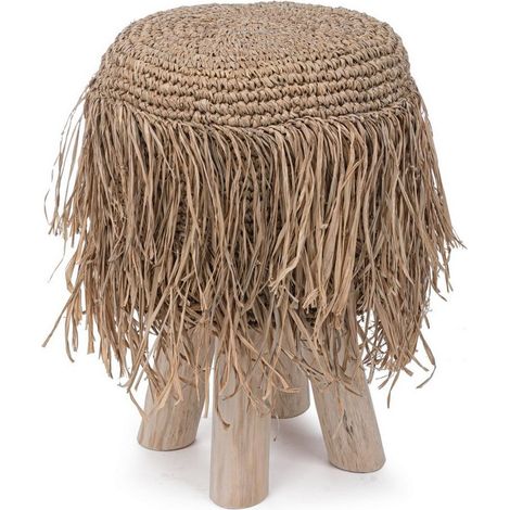 Sgabello "Florinda" struttura in rami di teak finitura naturale per interni -Modello 1 (1/5)