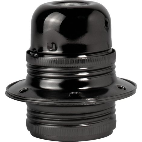 Douille métal E27 filetée noir chromé, double bague - Tibelec (1/5)