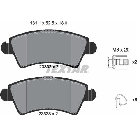 Kit de plaquettes de frein, frein à disque Textar 2333201 CITROËN 425229