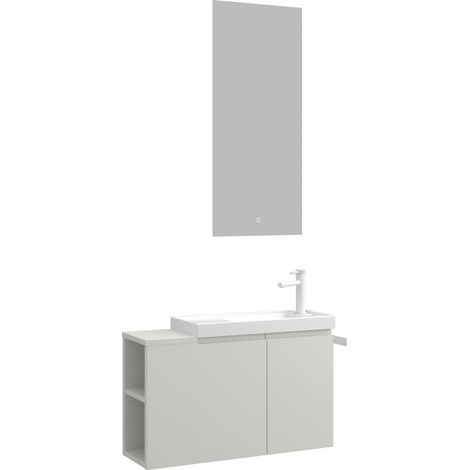 Waschtisch-Set mit Spiegel (2-teilig) "Ferla 80" – 80 x 22 x 45 cm – Matt-Kaschmir (1/3)