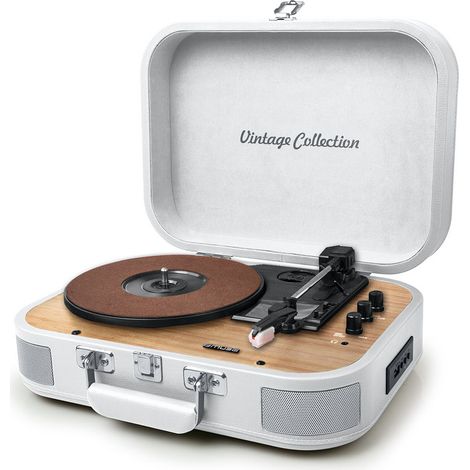 Platîne vinyle Muse MT-201 WW Bluetooth USB 33/45/78 valise stéréo blanc et bois 2 x 5 W