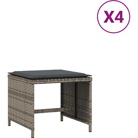 Maison Exclusive - Sgabelli Giardino con Cuscini 4pz Grigi 41x41x36cm Polyrattan