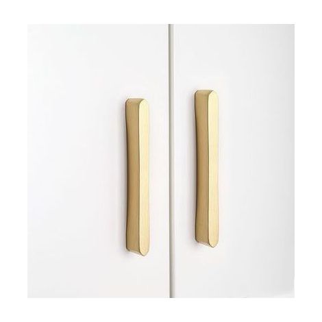 Set di 2 maniglie per cassetti da cucina con interasse fori di 96 mm (3,77 pollici), maniglie per porte, maniglie moderne in lega di zinco, finitura ottone spazzolato oro per mobili da bagno (1/4)