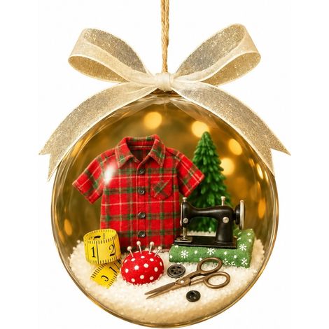 Boule à neige décorative pour sapin de Noël, ABS, 7 cm, à suspendre. (1/5)