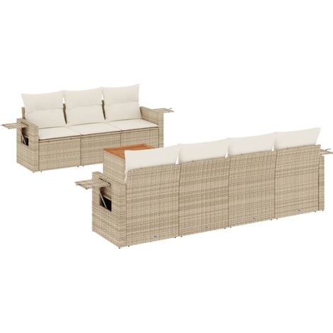 Set Divano da Giardino 8 pz con Cuscini Beige in Polyrattan vidaXL (1/5)