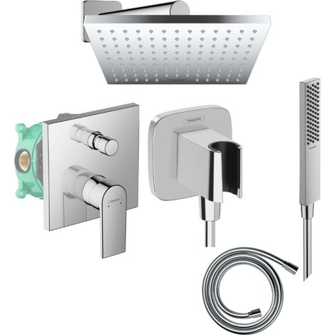 Columna de ducha empotrable mecánica HANSGROHE Vernis Shape Ducha fija Vernis Shape Flexible Isiflex PulsifyE teleducha cromo