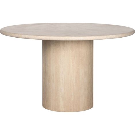 Table à manger ronde en travertin beige style renaissance - beige travertin naturel (1/5)