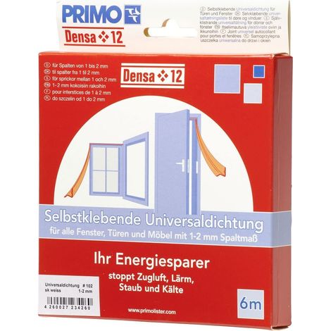 Primo Universaldichtung Densa 12 weiß, für Türen + Fenster, 6 Meter Türdichtungen & Fensterdichtungen