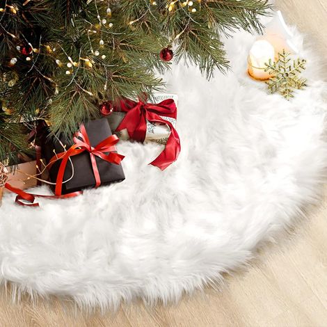 Chemise cadeau de Noël pour sapin, en peluche, 78/90/122/150 cm, blanche (1/5)