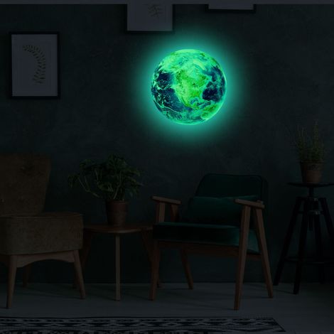 Sticker lumineux Terre de 30 cm, planète de l'univers, autocollants muraux fluorescents pour chambre d'enfant, à utiliser dans le noir (1/5)