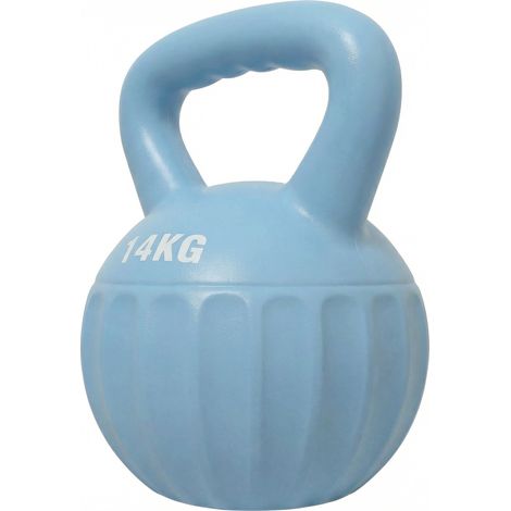 Kettlebell 14 kg, haltère avec poignée Antidérapante, haltère à boule, musculation, entraînement, pour gym, bleu (1/5)