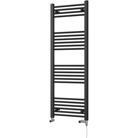 Zennor - Black Dual Fuel Towel Rail H1400mm x W500mm Standard - Straight (1/3)