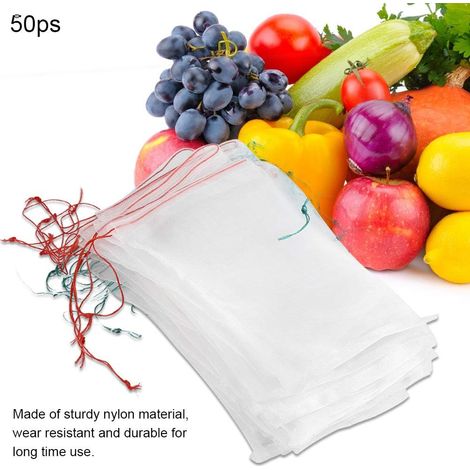 Lot 50 Sacs Protection Plantes Fruitées – Maille Respirante 25x15cm, Anti Insectes (1/5)