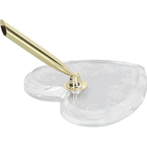Einsteck-Stifthalter, schlicht, goldfarben, herzförmiger Sockel, transparenter Acryl-Stifthalter mit Trichterform für Business, Hotel und Büro (1/5)