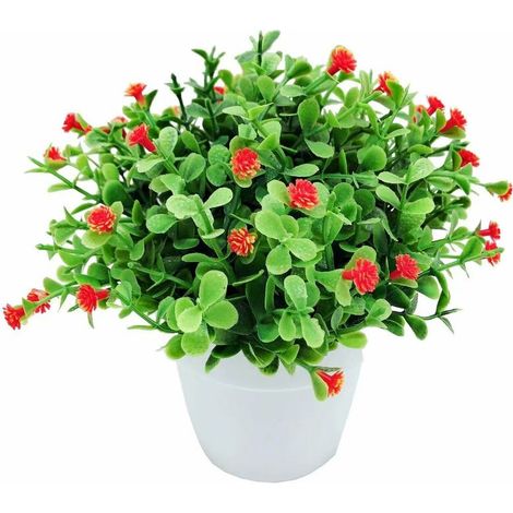 Plantes artificielles, fausses fleurs, orchidées de simulation, plantes en pot d'eucalyptus, plantes vertes, décoration de la maison, décorations de fenêtres, petites plantes en pot de fleurs (orange) (1/5)