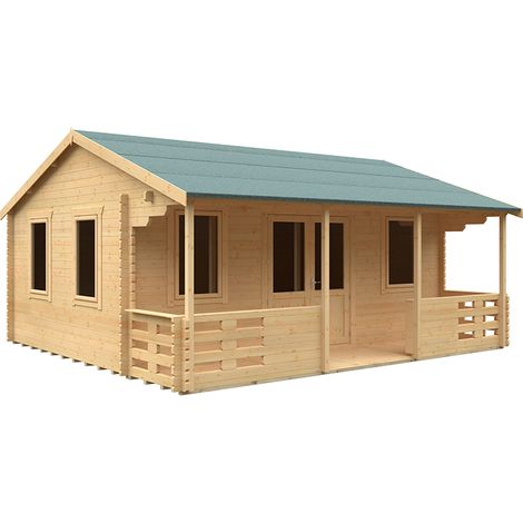 20x18 The Addlington 44mm Cabin - L595 x W535 x H313.9 cm - Solid Wood/Softwood/Pine - Natural