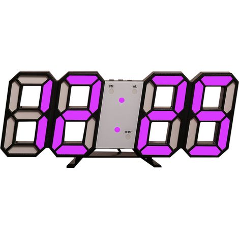 Horloge Numérique LED 3D - Affichage 23,4 x 9,1 cm - Mode 12H/24H - Réveil avec Fonction Sieste - Montage Mur ou Table - Alimentation USB 5V - Température Intérieure - Unité (1/5)