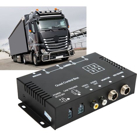 Système de surveillance de recul pour camping-cars, fourgonnettes et camions, HD 4 canaux, adapté à la surveillance des parkings, etc., version analogique HD DC12V/24V (ST503). (1/5)